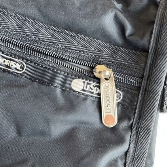 LeSportSac Black White Handbag Zipper Crossbody Bag Lightweight Nylon NEW - Picture 5 of 7